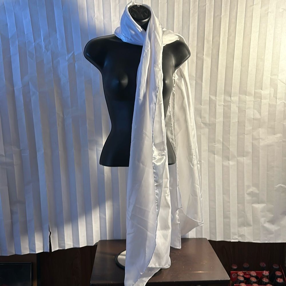 Women’s White Polyester Scarf Extra Large Lightweight Wrap Shawl